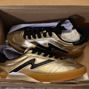 Madden Girl Metallic Gold and Black Sneakers